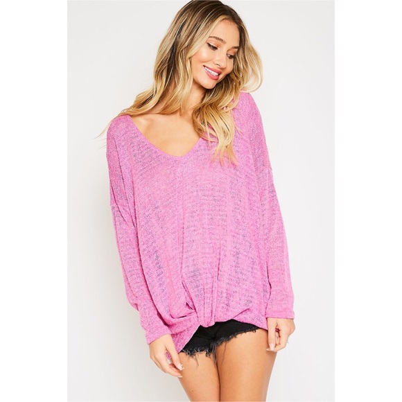 💖 LAST 1! Pink Lightweight Twist Front Sweater! - Picture 4 of 5